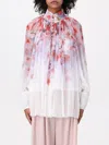 Zimmermann Crush Pleated Floral-print Crepon Blouse In Pink