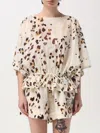 Zimmermann Animal Print Drawstring Waist Oversize Top In White