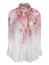 Zimmermann Crush Pleated Floral-print Crepon Blouse