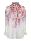 Zimmermann Crush Pleated Floral-print Crepon Blouse