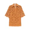 Zimmermann Womens Biscuit Coco Lace V-neck Woven Top Xs
