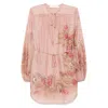Zimmermann Women Pink Botanical Floral Silk Habotai Cascadian Tunic Top