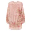 Zimmermann Women Pink Botanical Floral Silk Habotai Cascadian Tunic Top In Pink