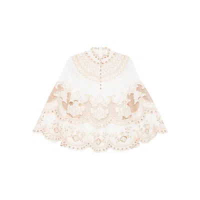 Zimmermann Wanderlust Button Embroidery Blouse In White