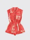 Zimmermann Cotton Lucky Kids Pocket Playsuit In Orange