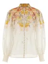 Zimmermann Floral-print Linen And Silk-blend Blouse In Red