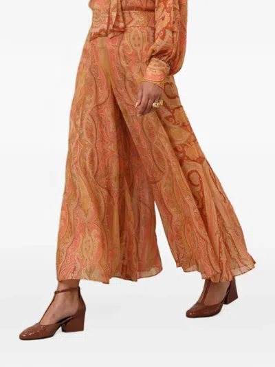 Zimmermann Tranquillity Paisley-print Trousers In Brown