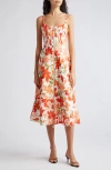 Zimmermann Tranquillity Zip Linen Midi Sundress In Red Lily