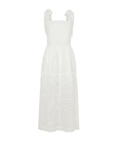 Zimmermann Aster Scalloped Lace-trimmed Maxi Dress In White
