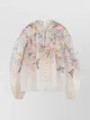 Zimmermann Illuminate Pleated Floral-print Linen And Silk-blend Blouse
