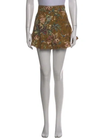Pre-owned Zimmermann Tropicale Flutter Short Mini Shorts W/ Tags In Brown
