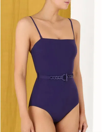 Zimmermann Tropicana Chain Belt One Piece In Blue