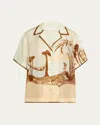 Zimmermann Womens Tropicana Coco Short-sleeve Silk Shirt