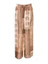 Zimmermann Lucky Brown Pants With Elastic Drawstring Waist And All-over Floral Print In Silk Woman
