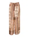 Zimmermann Lucky Brown Pants With Elastic Drawstring Waist And All-over Floral Print In Silk Woman