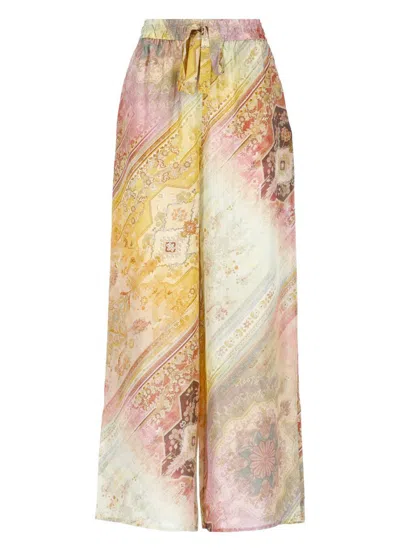 Zimmermann Womens Ombre Multi Tallow Relaxed-fit Silk Trousers Xs