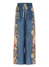 Zimmermann Flowing Floral Print Wide Trousers With Elasticated Waist