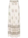 Zimmermann Belted Printed Crepe De Chine Wide-leg Pants In Beige