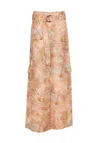 Zimmermann Printed High Waist Cargo Trousers In Multicolour