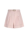 Zimmermann Matchmaker Belted Linen Shorts In Pink