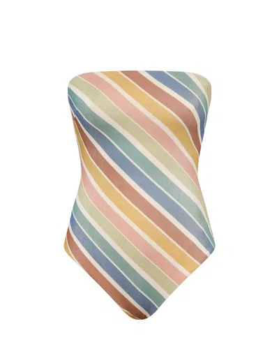 Zimmermann Everley Metallic Stripe One-piece Swimsuit In Multicolor