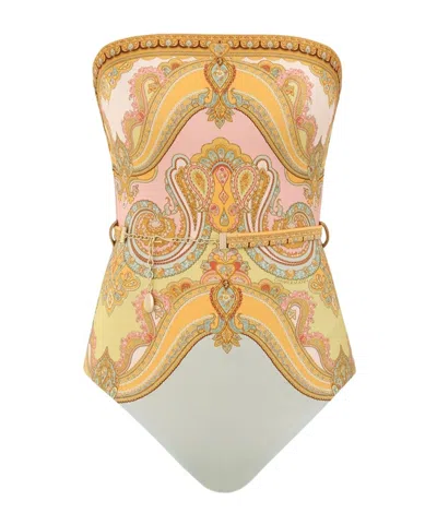 Zimmermann Tube Top One-piece Swimsuit In Nude | ModeSens