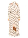 Zimmermann Tuck Midi Shirt Dress In Cream Chain In Neutrals