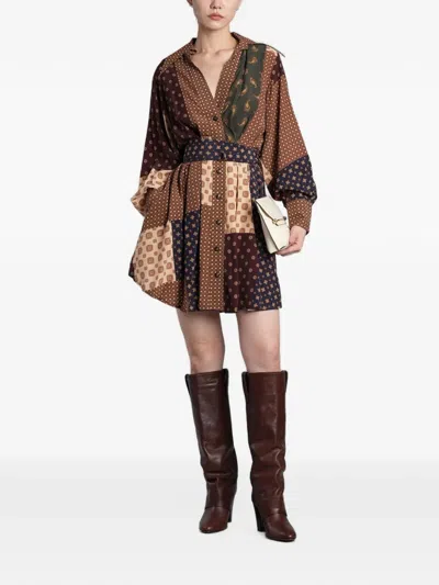 Zimmermann Tuck Mini Dress In Brown