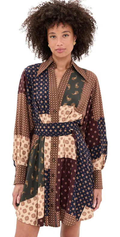 Zimmermann Tuck Mini Dress Geo Patch Print