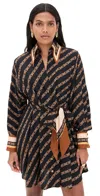 Zimmermann Tuck Mini Shirt Dress Black Chain In Black Chain