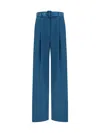Zimmermann Pleated Silk Wide-leg Pants In Blue