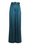 Zimmermann Pleated Silk Wide-leg Pants In Blue