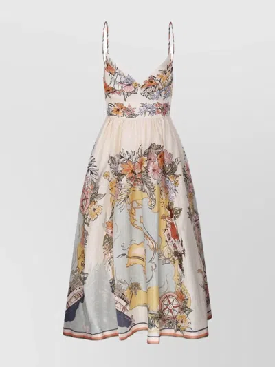 ZIMMERMANN TUCKED BODICE DRESS FLORAL PRINT