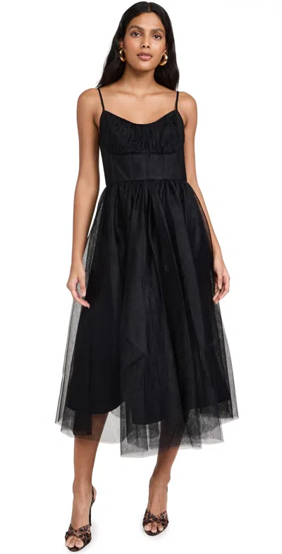 Zimmermann Tulle Corset Midi Dress In Black