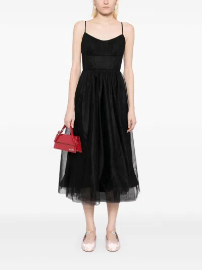 Zimmermann Tulle Corset Midi Dress In Black