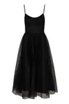 Zimmermann Tulle Corset Midi Dress In Black In Black