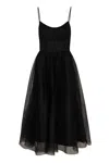 Zimmermann Tulle Corset Midi Dress In Black In Black