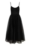 Zimmermann Tulle Corset Midi Dress In Black In Black