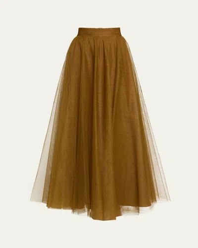 Zimmermann Tulle Maxi Skirt In Hazelnut