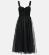Zimmermann Flocked Polka Dot Tulle Midi Dress In Black