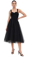 Zimmermann Flocked Polka Dot Tulle Midi Dress In Black