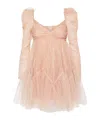 Zimmermann Tulle Ruched Mini Dress Nude/gold Dot In Nude