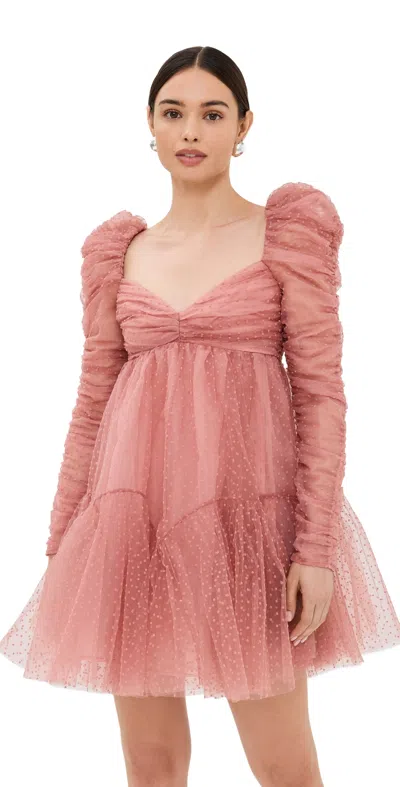 Zimmermann Tulle Ruched Mini Dress Blush In Pink