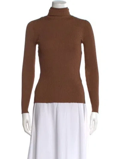 Pre-owned Zimmermann Turtleneck Long Sleeve Top In Brown
