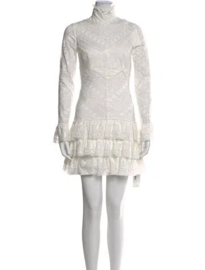 Pre-owned Zimmermann Turtleneck Mini Dress In White