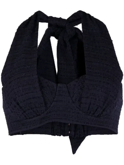 ZIMMERMANN TWEED HALTERNECK CROPPED TOP