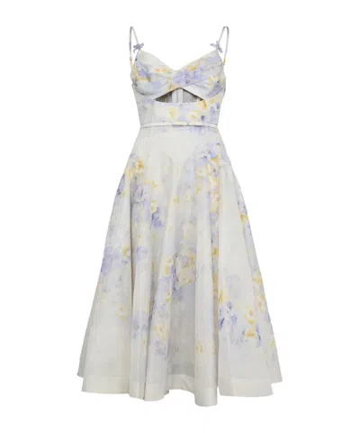 Zimmermann Crush Midi Dress In Neutrals
