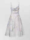 Zimmermann Crush Belted Twist-front Embellished Floral-print Linen And Silk-blend Organza Midi Dress