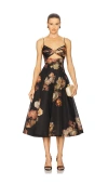 Zimmermann Hypnotic Embellished Belted Cutout Linen And Silk-blend Midi Dress In Black