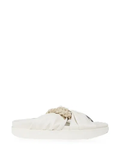 Zimmermann Twisted Cord Leather Sandals In White